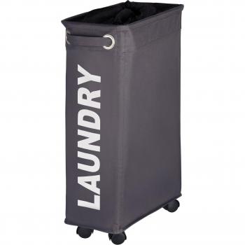 Cesto para ropa Corno gris, 43 L, con ruedas, polietileno, dimensiones 18.5x60x40 cm
