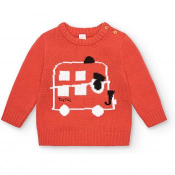 Jersey de Niño Rojo con Diseño de Autobús Tuc Tuc