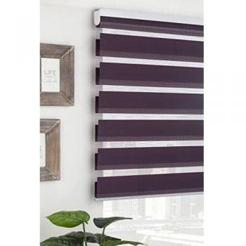 Blindecor LIRA - Estor enrollable de doble capa Noche y Día, Blanco Roto, 120 x 250 cm, ancho x largo