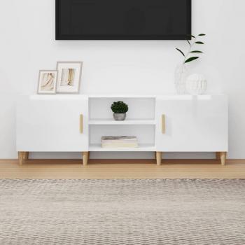 Mueble para TV madera contrachapada 150x30x50 cm blanco brillante