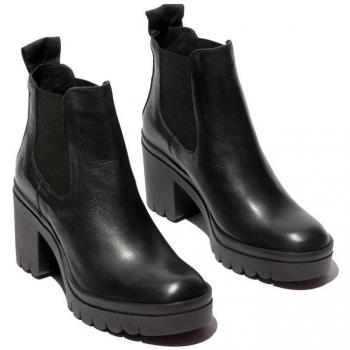 Fly London Tope520 Leather Women's Block Heel Chelsea Boots - Black
