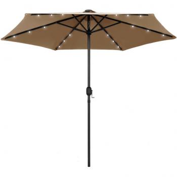 vidaXL Garden Parasol with LED Lights and Aluminium Pole 270 cm Taupe