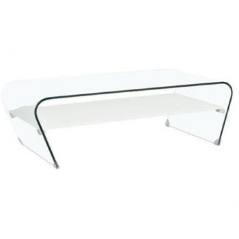 Mesa de centro KELLY - Cristal templado - Tabla blanca lacada