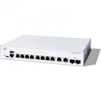 Cisco Catalyst 1200 Managed L2 Gigabit Ethernet Switch - 8 x 10/100/1000 + 2 x Combo Gigabit SFP/RJ-45, Rack-Mountable, White