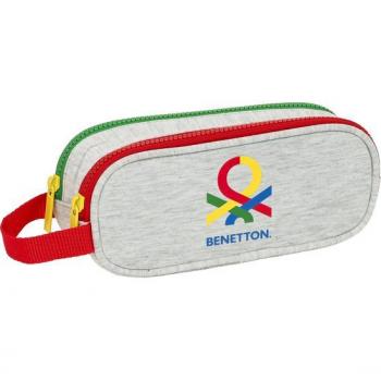 Estuche Portatodo Doble Benetton 'Pop' Gris - Safta 21 x 8 x 6 cm