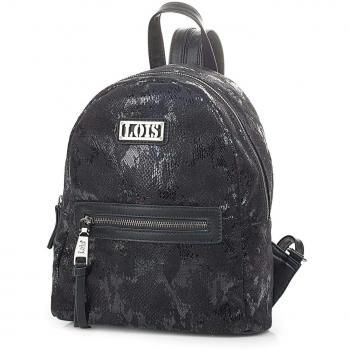 Lois - 94999 Mochila Casual de diseño. Cierre Cremallera. Asa Superior y Tiras Ajustables. Bolsillo Delantero y Trasero. Piel sintética Polipiel Efecto Serpiente, Color Negro