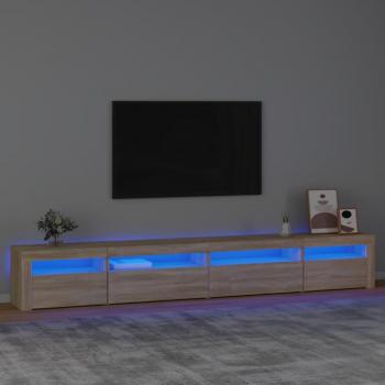 Mueble de TV con luces LED roble Sonoma 270x35x40 cm Marrón