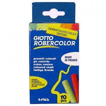 Giotto Robercolor Pack de 10 Tizas Redondas de Colores - Testadas Dermatológicamente - Compactas y Duraderas - Colores Surtidos