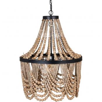 Lámpara de Techo Colgante BB Home 47 x 47 x 65 cm Natural Metal Madera