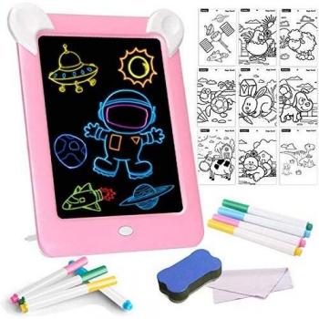 Tableta de Dibujo Pizarra 3D Mágica con Luces LED Educativo Infantil Borrable Dibujo de Graffiti Colorido Luminoso sin Papel & Marco de Fotos Regalos Juguetes para Niños