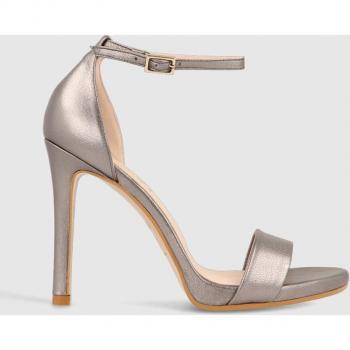 Lodi - Sandalias de tacón de mujer en piel con pulsera al tobillo, color plata