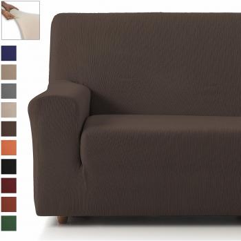 Eiffel Textile Funda Sofa Elastica Protector Adaptable Rústica Sofá, Marrón, 2 Plazas