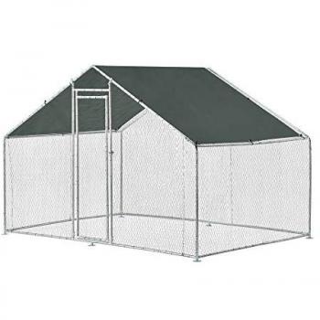 Jaula de Exterior Wels Voladero 3 x 2 x 2 m con Tejado, Color Plata y Verde Oscuro