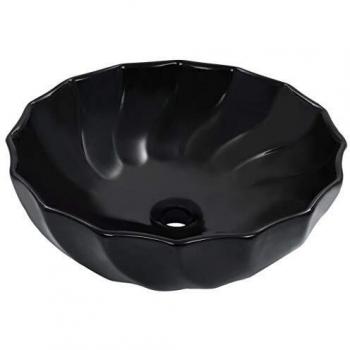 vidaXL Lavabo Sanitario Baño Servicio Fregadero Piezas de Fontanería Bricolaje Instalación Decoración Aseo Grifería Casa 46x17 cm Cerámica Negro