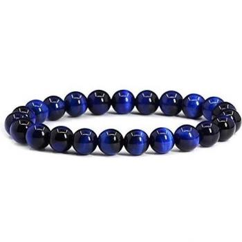 Pulsera de cuentas Pulsera de piedra Pulsera de cristal Pulsera de piedras preciosas Pulsera elástica Pulsera de ansiedad Pulsera hecha a mano Pulsera de lapislázuli azul Pulsera de ojo de tigre para