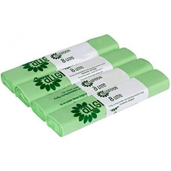 8 Litre x 100 Bags All-Green Compostable Kitchen Caddy Liner - Food Waste Bin Liners - EN 13432-8L Bags with Composting Guide