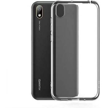 Muvit Pack Huawei Y5 2019 Funda Cristal Soft Transparente + Protector Pantalla Vidrio Templado Plano Marco Negro