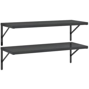 Estantes de pared 2 uds acero inoxidable negro 100x40 cm