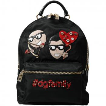Dolce & Gabbana Black #DGFAMILY Embellished Backpack VULCANO Bag