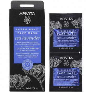 Apivita Express Beauty Moisturizing And Anti-pollution Face Mask With Sea Lavender 2x8ml