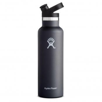 HYDRO FLASK - Cantimplora Isotérmica 621 ml, Botella Térmica de Acero Inox, Termo Aislamiento al Vacío, Tapón Deporte y Recubrimiento de Polvo, Libre de BPA, Apertura Estándar, Black