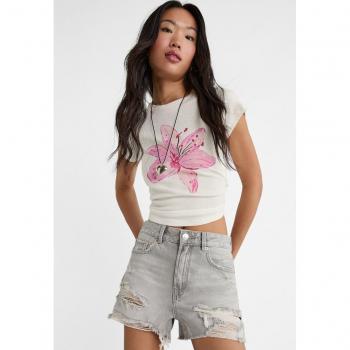 Stradivarius D75 Ripped Denim Shorts - Black Denim (Size 12 and Size 16)