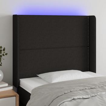 Cabecero con LED de tela negra 103x16x118/128 cm