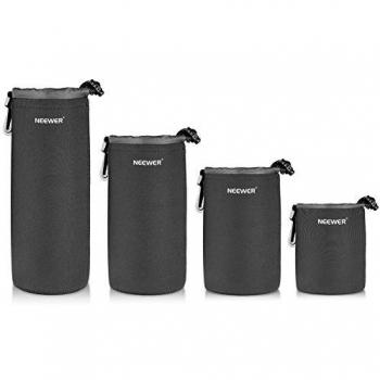 Neewer - 4-Pack lente protectora de neopreno Set: Pequeño, Mediano, Grande y Extra Grande fundas para cámaras DSLR Canon, Nikon, Pentax, Sony, Olympus, Panasonic y más lente de la cámara