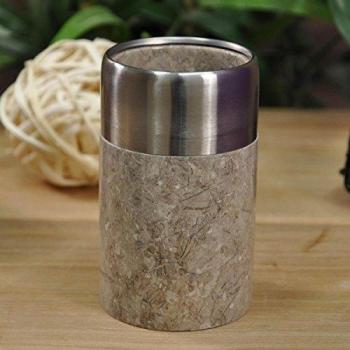 Colección Wanda - Vaso de Baño en Mármol y Acero Inoxidable Gris