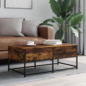 Mesa de centro de madera de ingeniería 100x51x40 cm en color negro, roble sonoma y roble ahumado, adecuada para salón, comedor o como mesa auxiliar