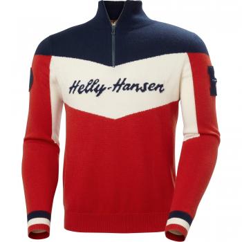 Jersey de punto Helly Hansen Apres para hombre rojo (L), con 1/4 cremallera, casual y de lana