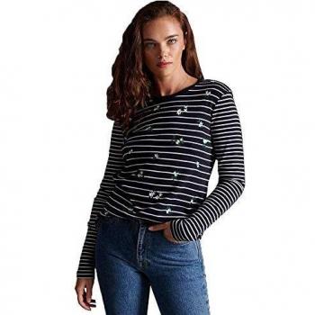 Superdry LS Emb Top Camisa Manga Larga, Azul