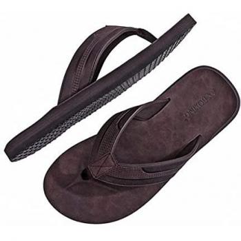 ARRIGO BELLO Chanclas Hombre Flip Flops Cuero Sandalias Verano Antideslizante Piscina Playa Interior Talla 41-46