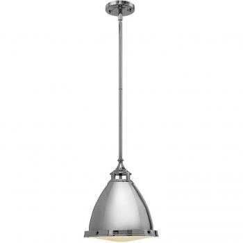 Lámpara colgante Amelia, níquel pulido y cristal, 32 cm, E27