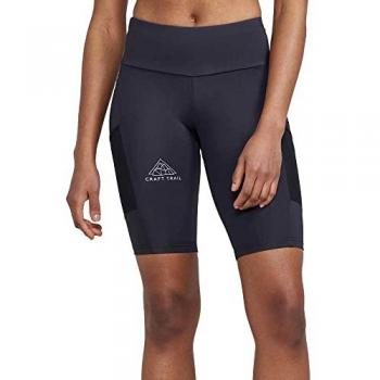 Craft Mallas Cortas Pro Trail Negro - Mallas cortas para running, tejido ligero y transpirable, tecnología de secado rápido, ajuste ceñido al cuerpo, cinturilla elástica con cordón ajustable, bolsillos laterales para