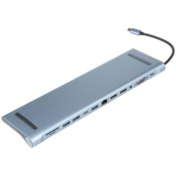 Concentrador USB-C 12 en 1 con adaptador multipuerto 4K, HDMI, RJ45, SD/TF, VGA y USB 3.0 para laptop y MacBook