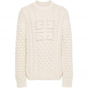 Givenchy Men's Cotton Crew-Neck Sweater in Ecru | Size Small | BM90Q24YGJ Color 156