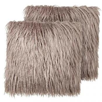 Conjunto de 2 cojines de imitación de piel beige suaves y esponjosos 45 x 45 cm Corokia