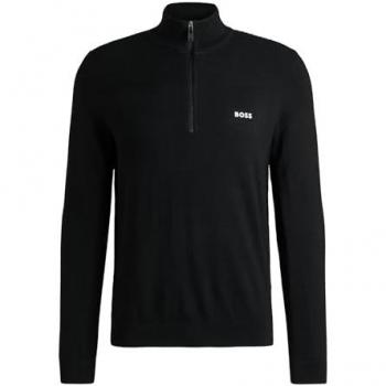 Pullover BOSS Green Momentum-X_QZ con Reißverschluss, Negro, Talla L, Casual para Hombre