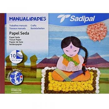 Sadipal - Bloc de Papel Seda para Manualidades, 10 Hojas, 32x24 cm, Colores Surtidos