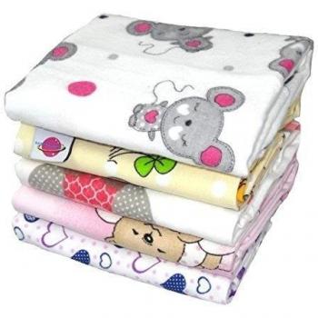 Baby Flannel Sheets 70/80 - 5 pack for Girl - Nappies soft and cuddly