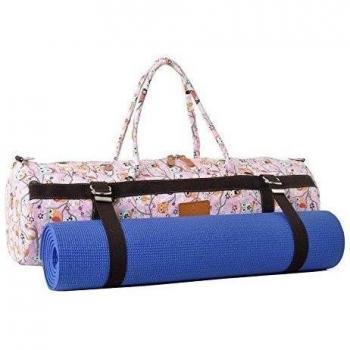 #DoYourYoga XL-Yogabag »Malati« / Yoga mat bag made of high-class Canvas, for EXTRA THICK yogamats / pilatesmats up to 186 x 62 x 1,5 cm, Muster 4 pink