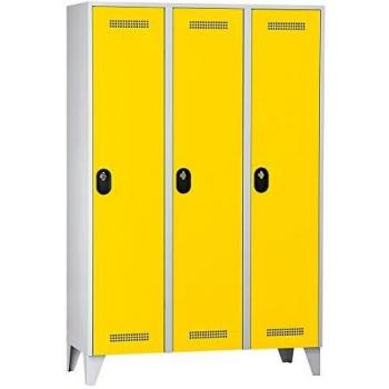 Armario guardarropa Wolf 985575, 3 compartimentos, altura de estante 1700 mm, color gris claro y amarillo zinc