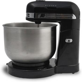 Batidora Amasadora Sogo BAT-SS-14505 con Bowl de Acero Inoxidable 3.5L, Potencia 450W, Color Negro, Incluye Varillas y Ganchos
