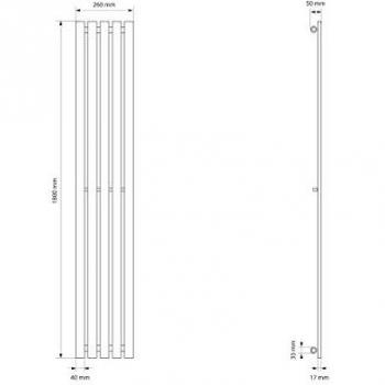Radiador de Toallas Stella 260 x 1800 mm Antracita - Calefactor Moderno para Baño