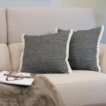 Pack de 2 Cojines Premium con Relleno Gris Grafito 50x50 cm - Diseño Moderno y Elegante para Decoración del Hogar