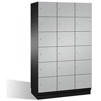 Armario de Compartimentos Bajo Llave C+P Cambio, 6 Taquillas, Acero Lacado Negro y Blanco, Dimensiones: 1200 mm