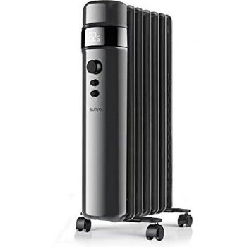 SUPRA OREA 2500 - Radiador de aceite 1500W, calefacción eléctrica, pantalla digital, temperatura regulable, temporizador, hasta 20m2, modo ECO, negro