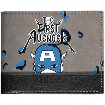 Billetera Bifold Marvel - Capitán América AOP Gris/Negro