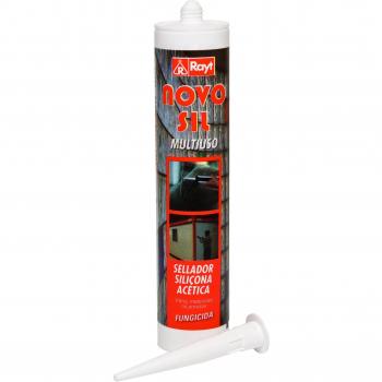 Rayt 554-04 Novosil Multiuso: sellador de Silicona acético para Bricolaje, Vidrio, Metales, Azulejos, y Materiales no porosos. Contiene fungicida, 280ml